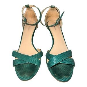 Kelly & Katie Ankle Strappy Teal faux leather Heel Shoes Size 11